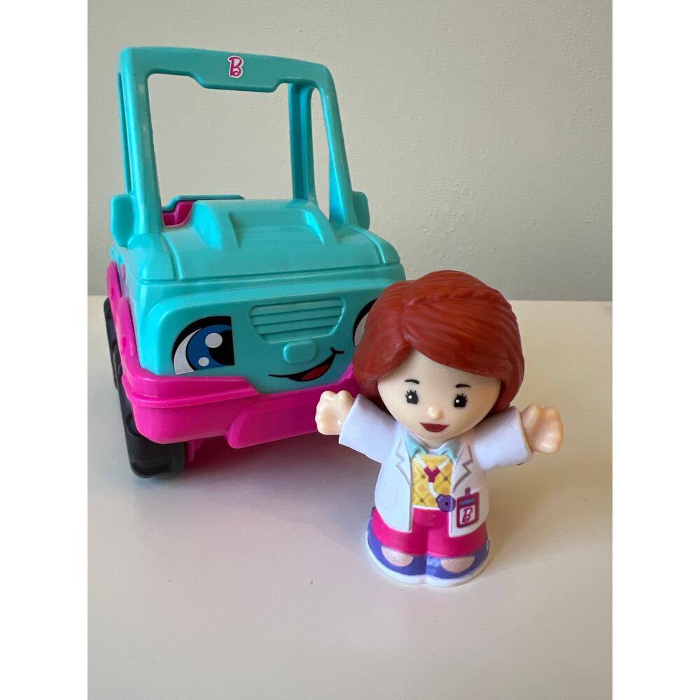 Fisher-Price Little People Barbie Toy Vehicle Truck Blue Doctor Barbie Figure